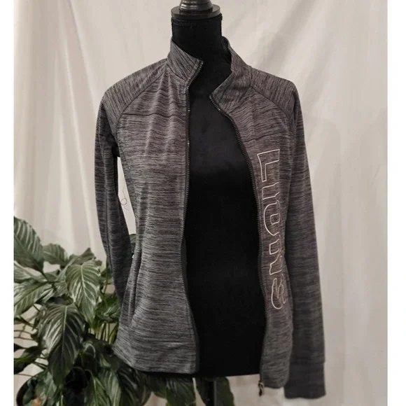Pel Athletic Womens Lions Full Zip Track Jacket Gray Space Dye Small - Picture 2 of 7